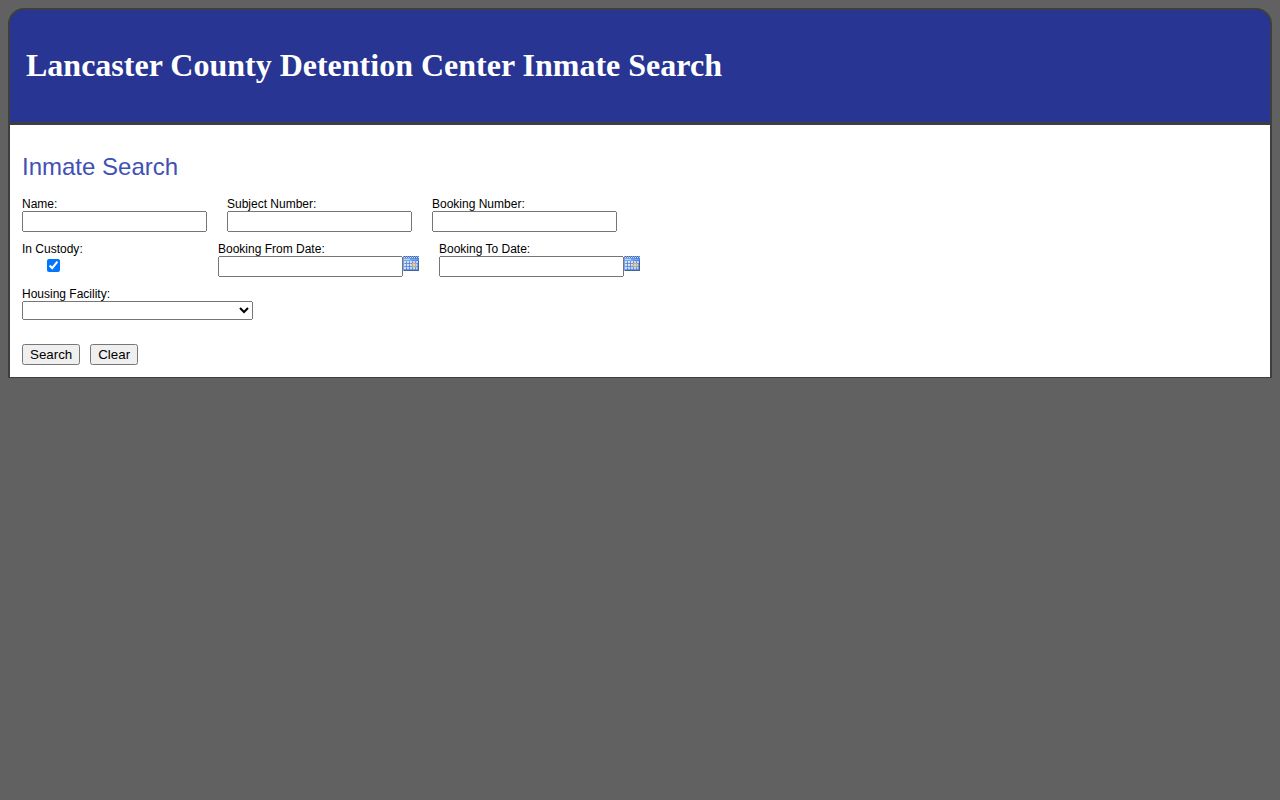 Lancaster County 24 hour release check using the current inmate inquiry